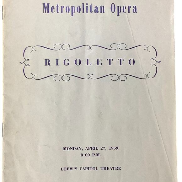Rigoletto Playbill Apr 27 1959, Loew's Theater, Broadway NYC, Metropolitan Opera - Picture 2 of 7